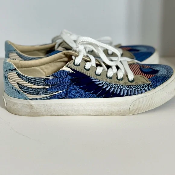 Inkkas Blue and Tan Artistic Sneakers - Picture 4 of 8